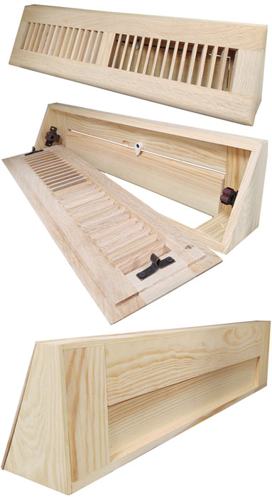 18 inch TruAire Unfinished Wood Baseboard Register - Red Oak